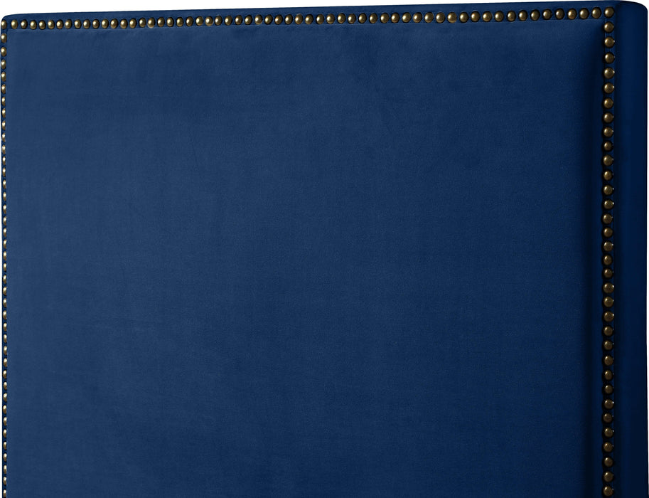 Harlie Navy Velvet King Bed - All Brands Furniture (NJ)