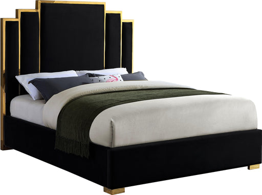 Hugo Black Velvet Queen Bed - All Brands Furniture (NJ)