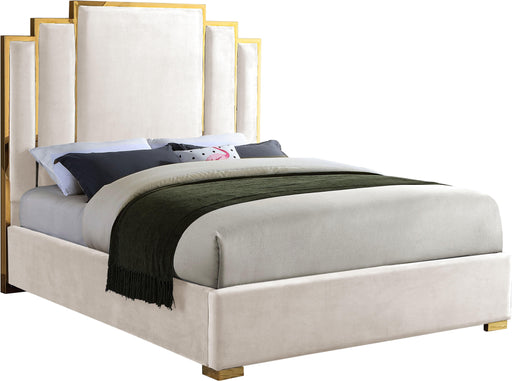 Hugo Cream Velvet Queen Bed - All Brands Furniture (NJ)