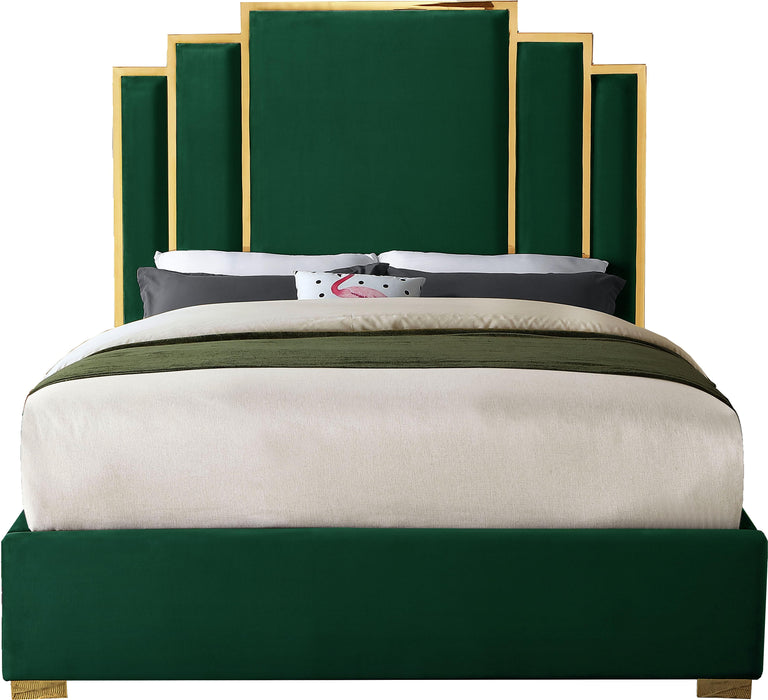 Hugo Green Velvet Queen Bed - All Brands Furniture (NJ)
