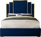 Hugo Navy Velvet Queen Bed - All Brands Furniture (NJ)