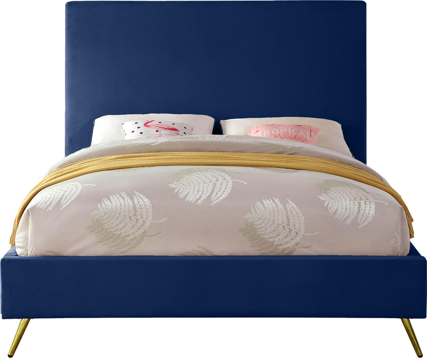 Jasmine Navy Velvet Queen Bed - All Brands Furniture (NJ)