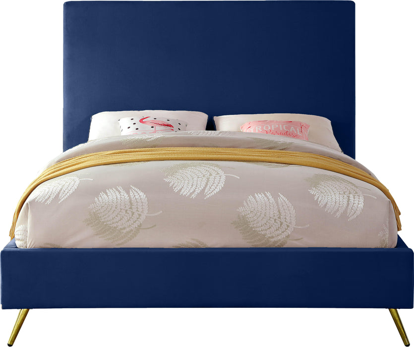 Jasmine Navy Velvet King Bed - All Brands Furniture (NJ)
