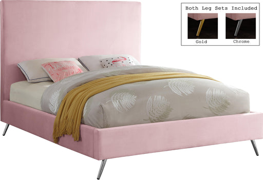 Jasmine Pink Velvet King Bed - All Brands Furniture (NJ)