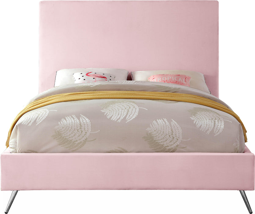 Jasmine Pink Velvet Queen Bed - All Brands Furniture (NJ)