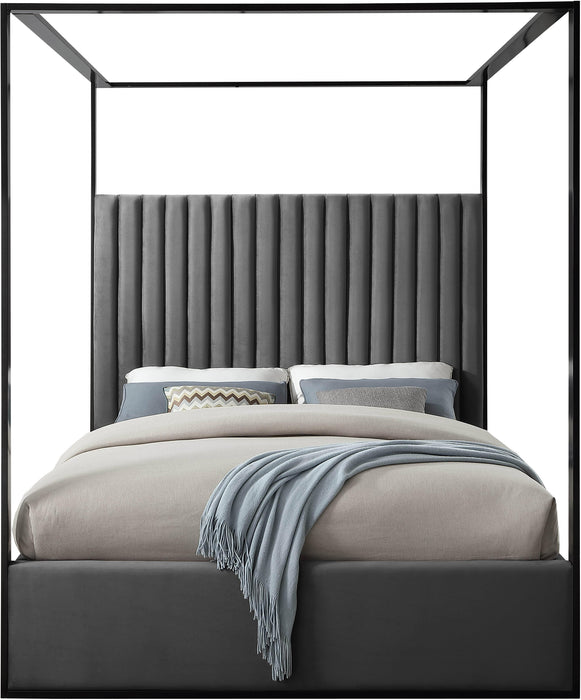 Jax Grey Velvet Queen Bed - All Brands Furniture (NJ)