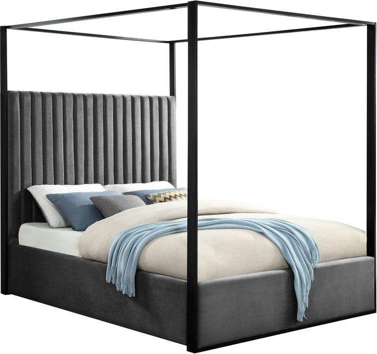 Jax Grey Velvet Queen Bed - All Brands Furniture (NJ)