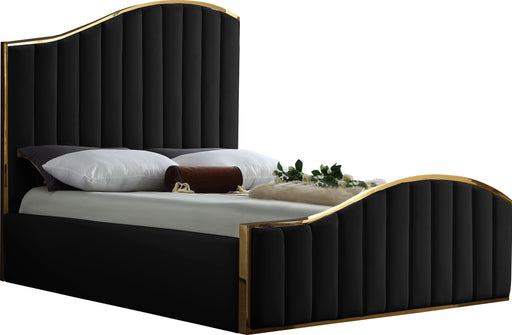 Jolie Black Velvet Queen Bed (3 Boxes) - All Brands Furniture (NJ)