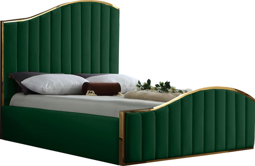 Jolie Green Velvet Queen Bed (3 Boxes) - All Brands Furniture (NJ)