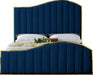 Jolie Navy Velvet Queen Bed (3 Boxes) - All Brands Furniture (NJ)