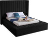 Kiki Black Velvet Queen Bed (3 Boxes) - All Brands Furniture (NJ)
