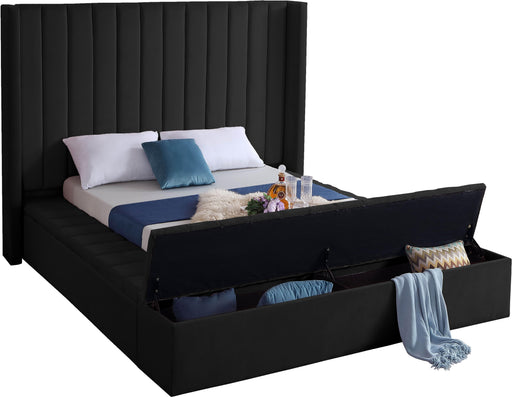 Kiki Black Velvet Queen Bed (3 Boxes) - All Brands Furniture (NJ)