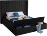 Kiki Black Velvet Queen Bed (3 Boxes) - All Brands Furniture (NJ)
