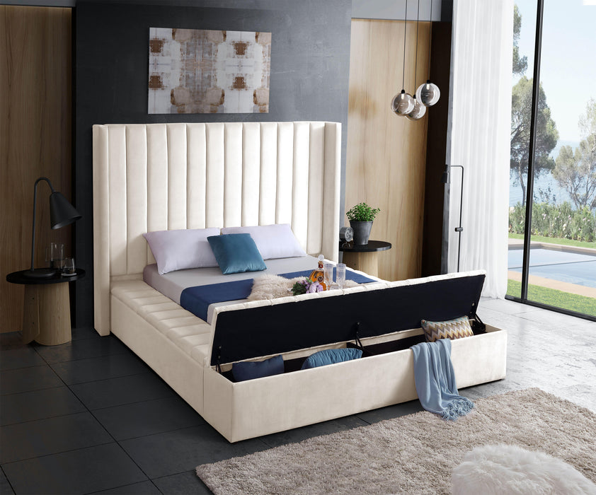 Kiki Cream Velvet Full Bed (3 Boxes) - All Brands Furniture (NJ)