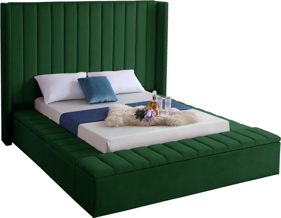 Kiki Green Velvet Full Bed (3 Boxes) - All Brands Furniture (NJ)