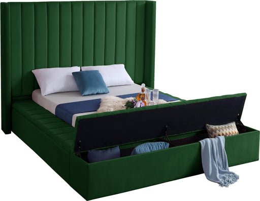 Kiki Green Velvet Queen Bed (3 Boxes) - All Brands Furniture (NJ)