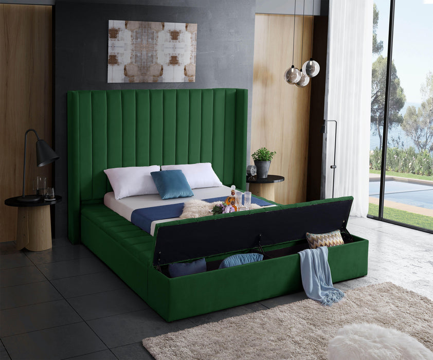 Kiki Green Velvet Full Bed (3 Boxes) - All Brands Furniture (NJ)