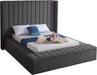 Kiki Grey Velvet Queen Bed (3 Boxes) - All Brands Furniture (NJ)