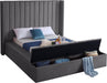 Kiki Grey Velvet Queen Bed (3 Boxes) - All Brands Furniture (NJ)