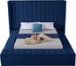 Kiki Navy Velvet Queen Bed (3 Boxes) - All Brands Furniture (NJ)