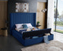 Kiki Navy Velvet King Bed (3 Boxes) - All Brands Furniture (NJ)