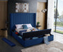Kiki Navy Velvet King Bed (3 Boxes) - All Brands Furniture (NJ)