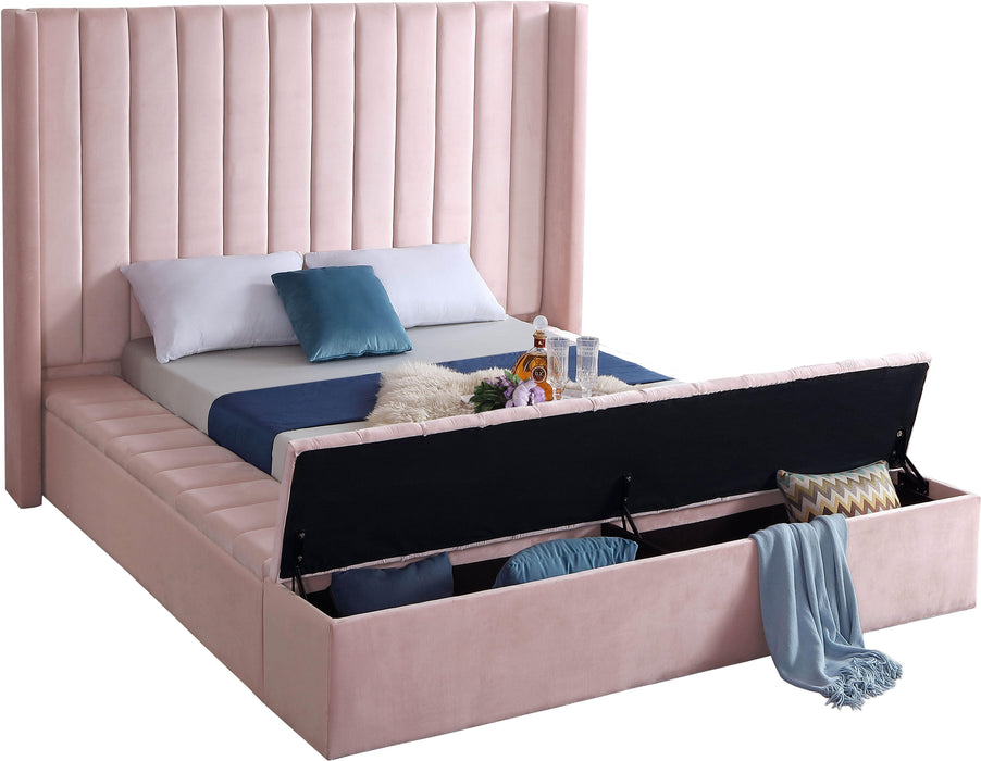 Kiki Pink Velvet Full Bed (3 Boxes) - All Brands Furniture (NJ)
