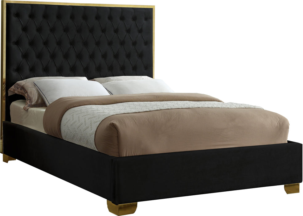 Lana Black Velvet Queen Bed - All Brands Furniture (NJ)