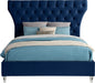 Kira Navy Velvet Queen Bed - All Brands Furniture (NJ)