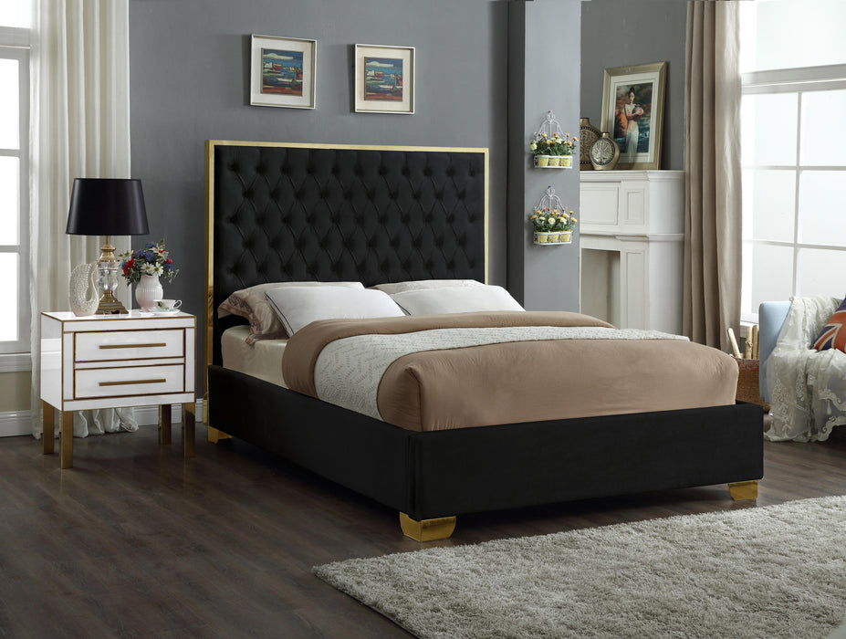 Lana Black Velvet Queen Bed - All Brands Furniture (NJ)