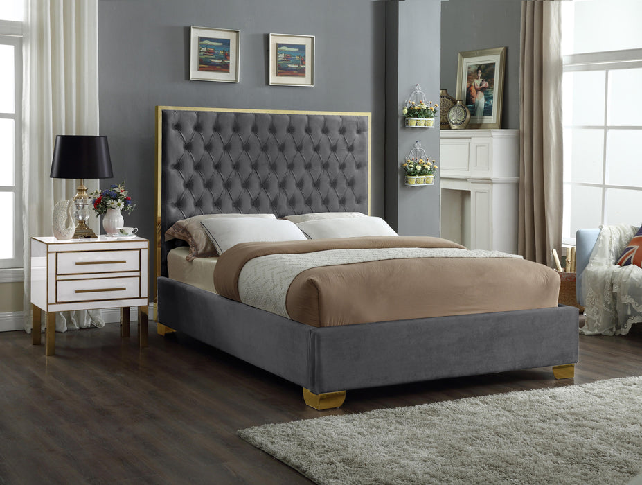 Lana Grey Velvet Queen Bed - All Brands Furniture (NJ)