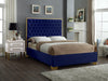 Lana Navy Velvet Queen Bed - All Brands Furniture (NJ)