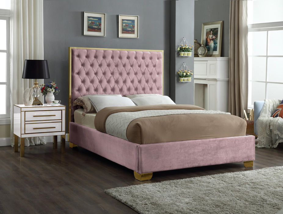 Lana Pink Velvet Queen Bed - All Brands Furniture (NJ)