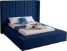 Kiki Navy Velvet Queen Bed (3 Boxes) - All Brands Furniture (NJ)