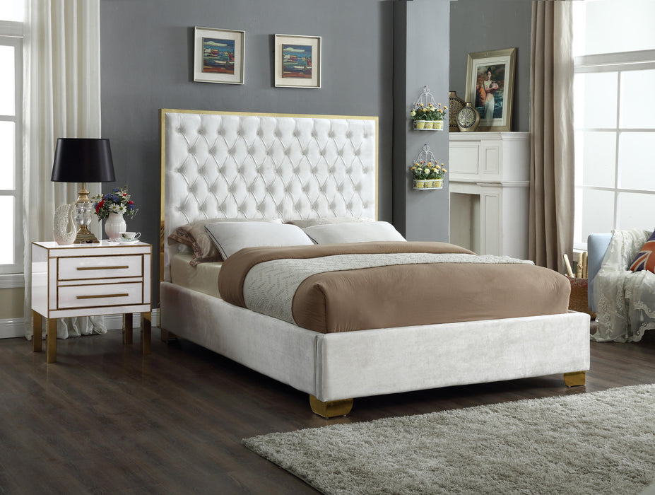 Lana White Velvet Queen Bed - All Brands Furniture (NJ)