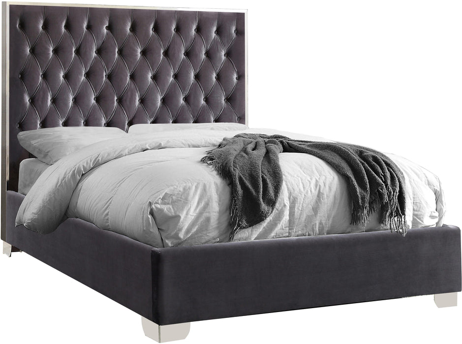 Lexi Grey Velvet Queen Bed - All Brands Furniture (NJ)