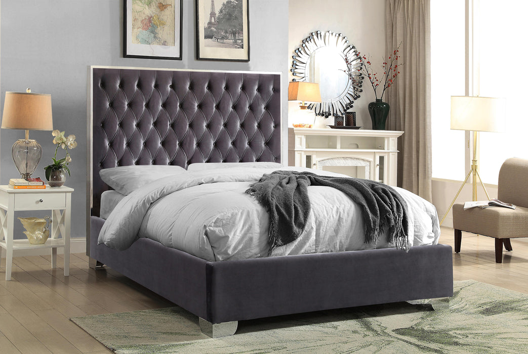 Lexi Grey Velvet Queen Bed - All Brands Furniture (NJ)