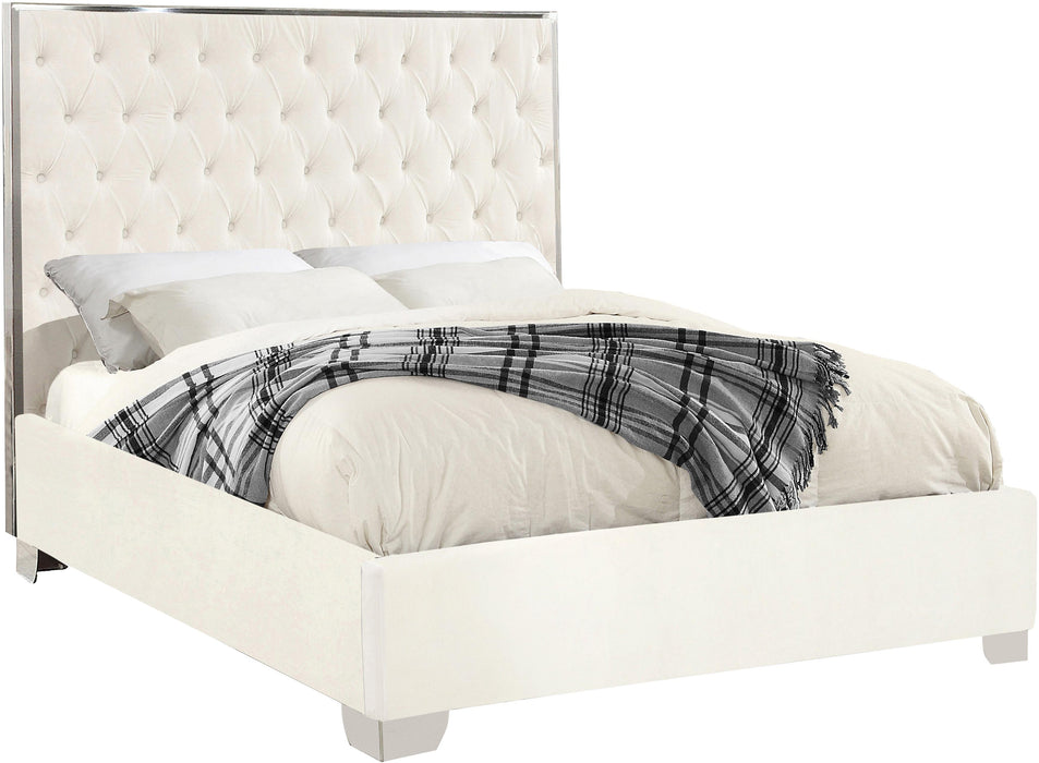 Lexi White Velvet Full Bed - All Brands Furniture (NJ)