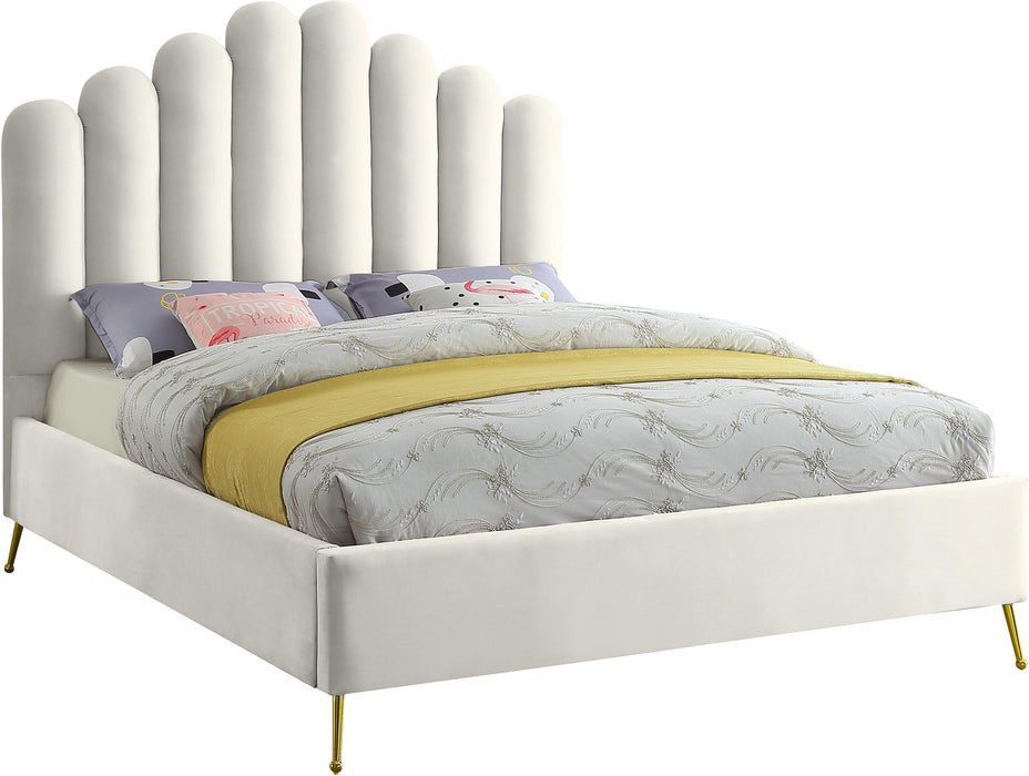 Lily Cream Velvet Full Bed - All Brands Furniture (NJ)