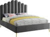 Lily Grey Velvet Queen Bed - All Brands Furniture (NJ)
