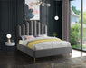 Lily Grey Velvet Queen Bed - All Brands Furniture (NJ)