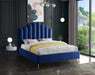 Lily Navy Velvet Queen Bed - All Brands Furniture (NJ)
