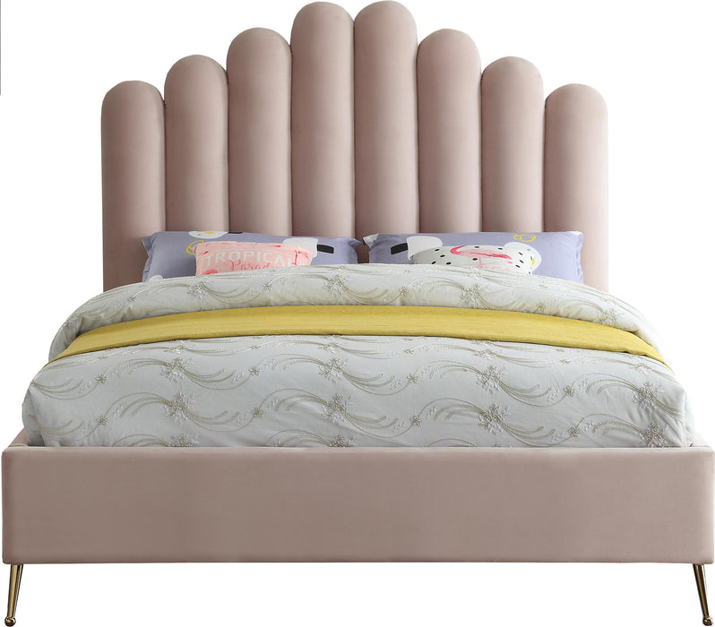 Lily Pink Velvet Queen Bed - All Brands Furniture (NJ)