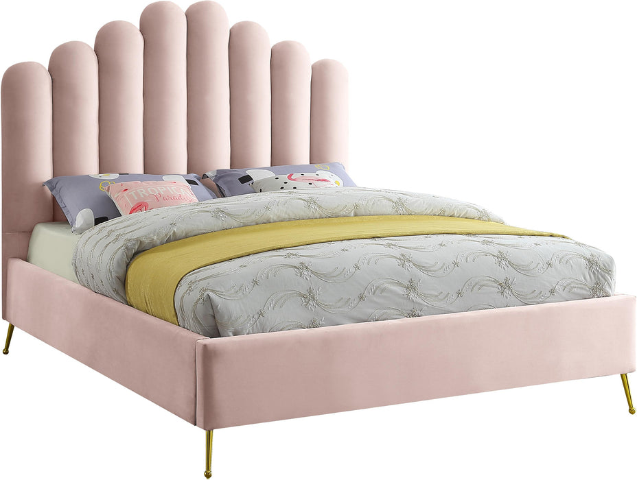 Lily Pink Velvet King Bed - All Brands Furniture (NJ)