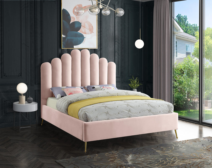 Lily Pink Velvet King Bed - All Brands Furniture (NJ)