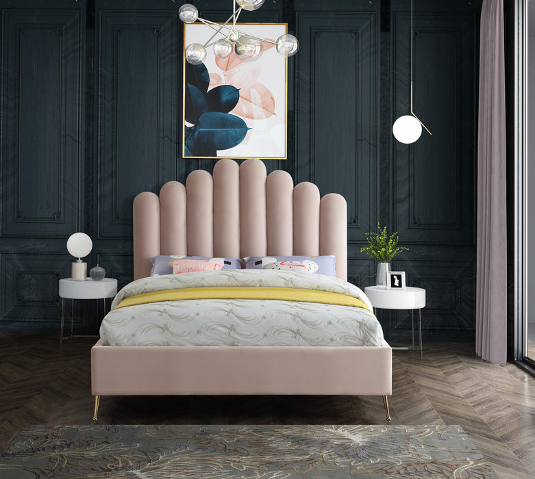 Lily Pink Velvet King Bed - All Brands Furniture (NJ)
