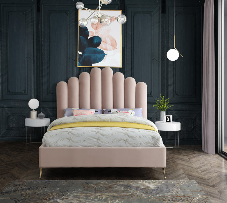 Lily Pink Velvet Queen Bed - All Brands Furniture (NJ)