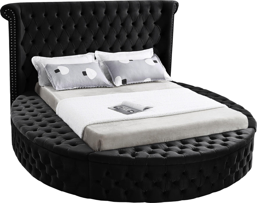 Luxus Black Velvet King Bed (3 Boxes) - All Brands Furniture (NJ)