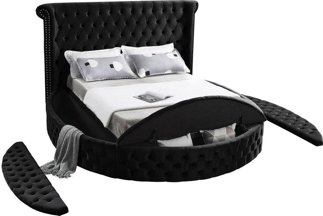 Luxus Black Velvet Queen Bed (3 Boxes) - All Brands Furniture (NJ)