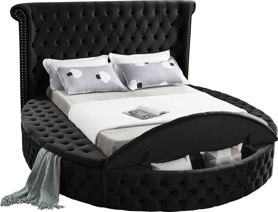 Luxus Black Velvet Queen Bed (3 Boxes) - All Brands Furniture (NJ)